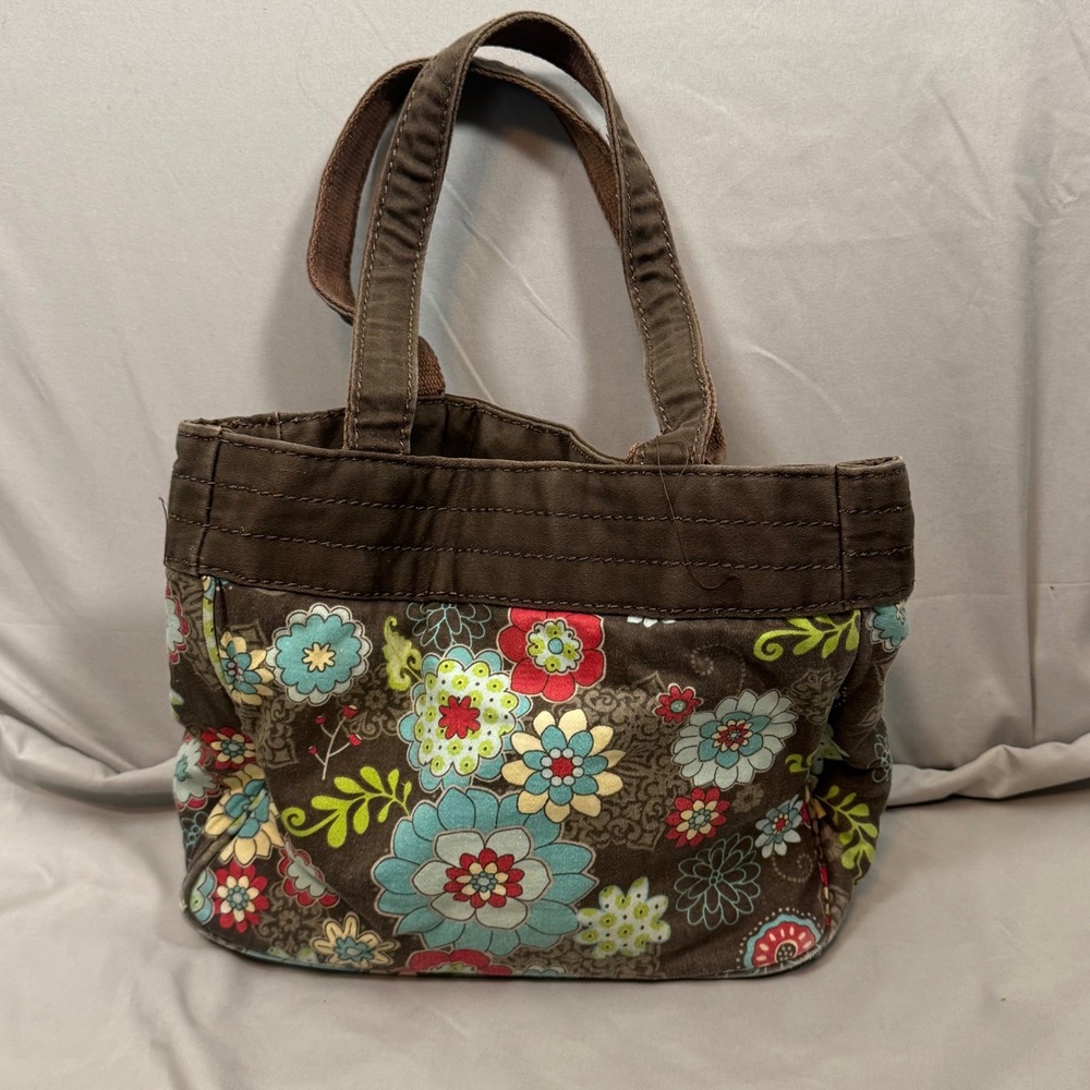 Thirty-One Demi Purse Women Small Brown Floral Boho Y2K Excellent Retro Handbag